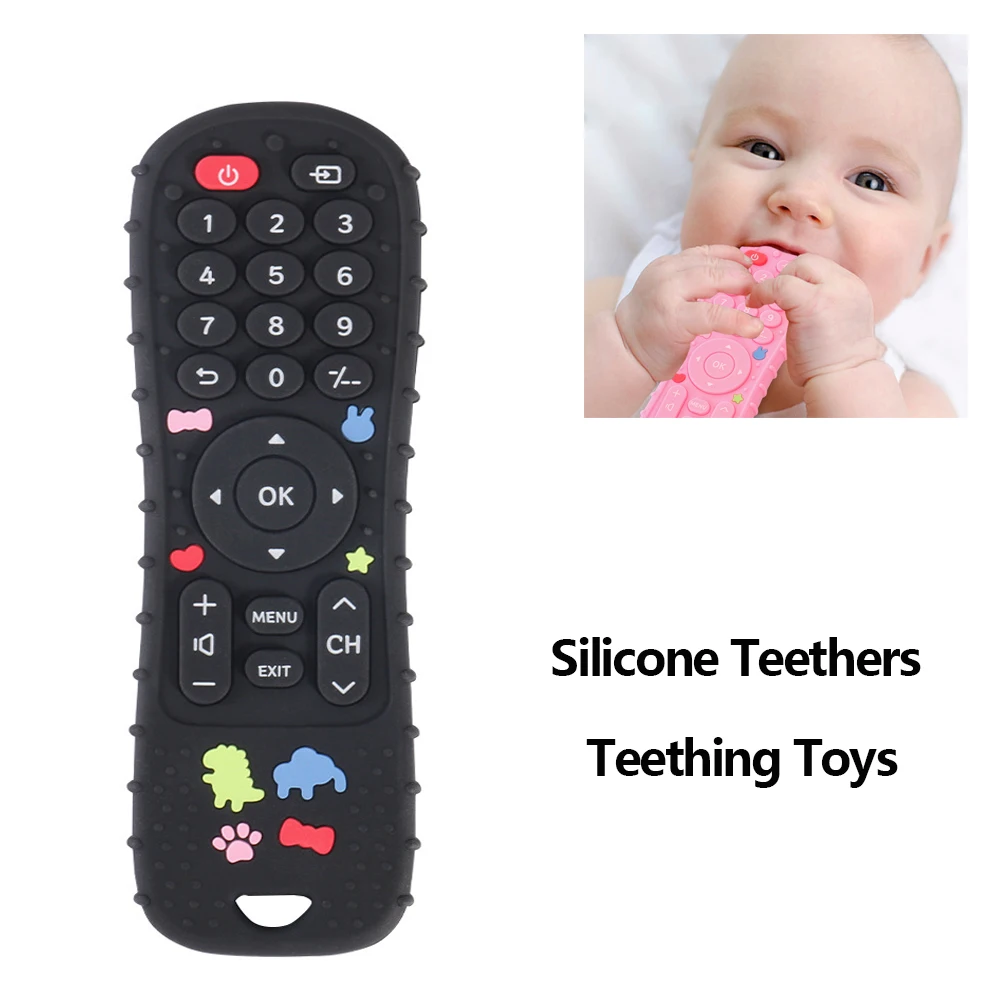 1/4PCS Silikon Baby Spielzeug TV Fernbedienung Form Beißring Spielzeug BPA FREI Silikon Zahnen Kauen Spielzeug sensorische Baby Zubehör