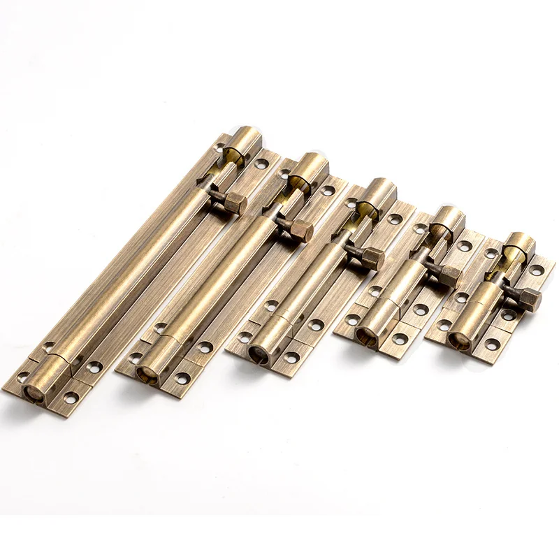 Antike Runde Tür Fenster Latch 1.5/2/3/4/6 Zoll Barrel Bolzen Kupfer Schiebe-sperre für Bad schlafzimmer Tor Sicherheit Hardware