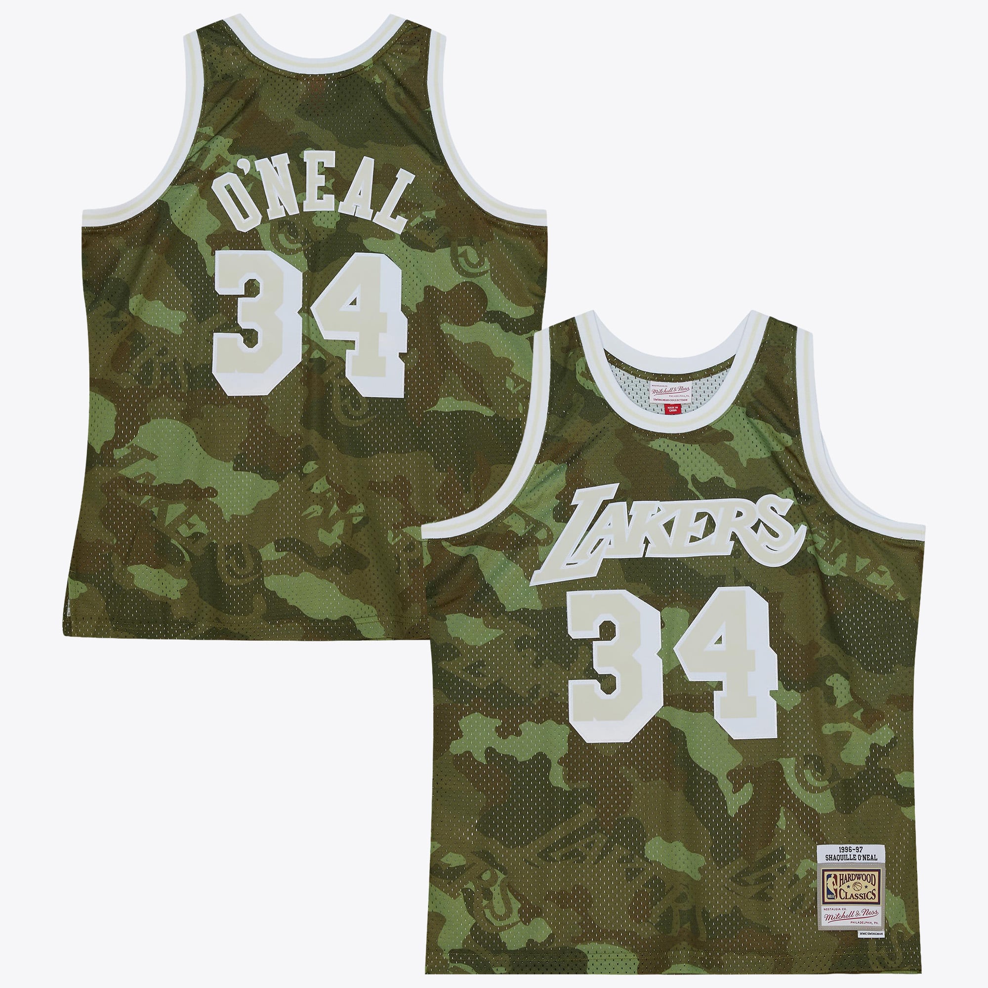 Maillot Swingman camouflage fantôme Mitchell & Ness Shaquille O'Neal 1996 des Los Angeles Lakers - Vert - Homme Taille: M