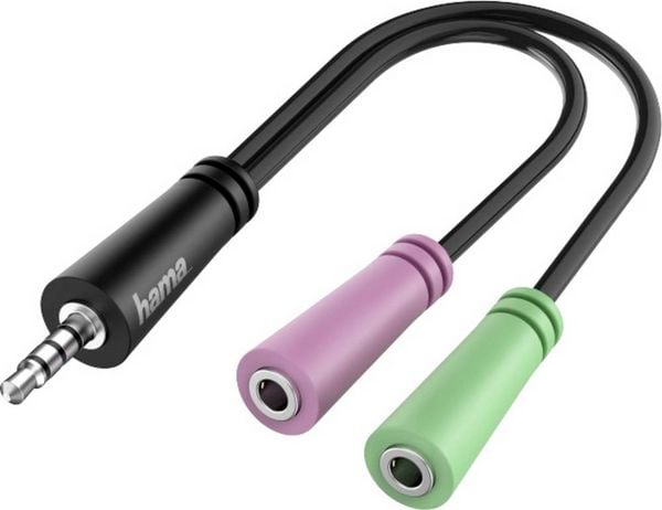 Hama 00200352 Klinke Audio Anschlusskabel [1x Klinkenstecker 3.5 mm - 2x Klinkenbuchse 3.5 mm] 0.15 m Schwarz