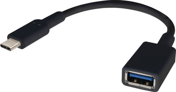 Renkforce USB-Kabel USB 3.2 Gen1 USB-C® Stecker, USB-A Buchse 0.15 m Schwarz mit OTG-Funktion, vergoldete Steckkontakte RF-4455819