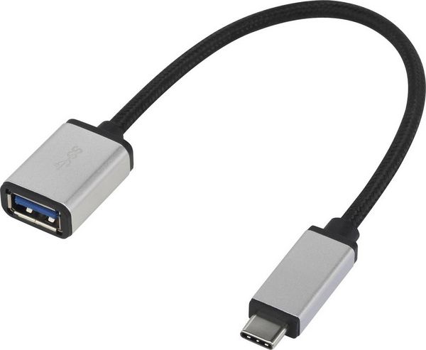 Renkforce USB 3.2 Gen 1 (USB 3.0) Adapter [1x USB-C® Stecker - 1x USB 3.2 Gen 1 Buchse A (USB 3.0)] RF-USBA-MS-01 0.15 m gesleeved