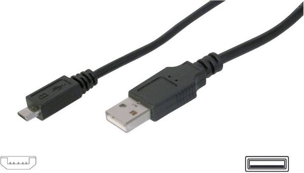 Digitus USB-Kabel USB 2.0 USB-A Stecker, USB-Micro-B Stecker 1.80m Schwarz AK-300110-018-S