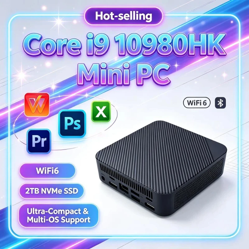 New Intel I9 10980HK Mini PC 16GB+2TB SSD Ultra Small Desktop Computer WIFI 6 Bluetooth Mini Computer For Business Home Game
