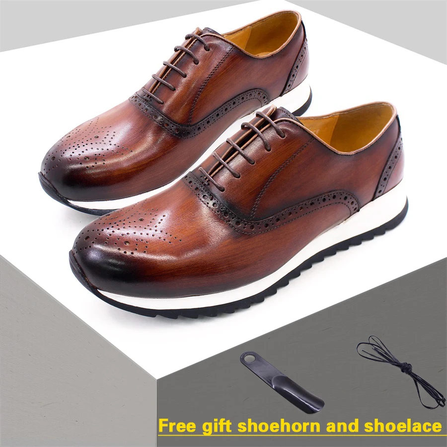 Chaussures en cuir décontractées pour hommes classiques à lacets chaussures pour hommes Brock faites à la main de luxe chaussures pour hommes confortables en plein air robe de rencontre chaussures pour hommes