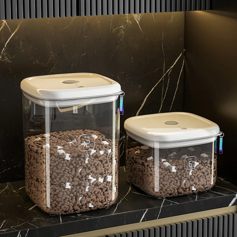 Seau de stockage de céréales sous vide, boîte à nourriture pour chat, seau à nourriture pour chien, grande capacité, réservoir hermétique, anti-humidité et anti-poussière, boîte à nourriture pour animaux de compagnie