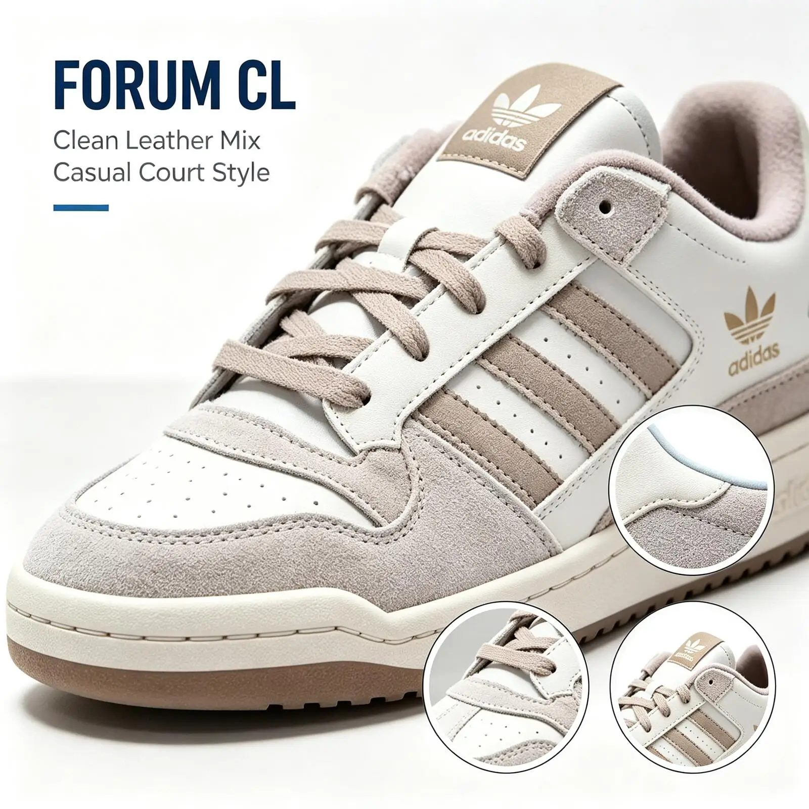 Adidas Originals FORUM CL JQ1536 Low-Top-Skateboard-Schuhe, Unisex, Weiß, Hellbraun, kostenloser Rückversand.