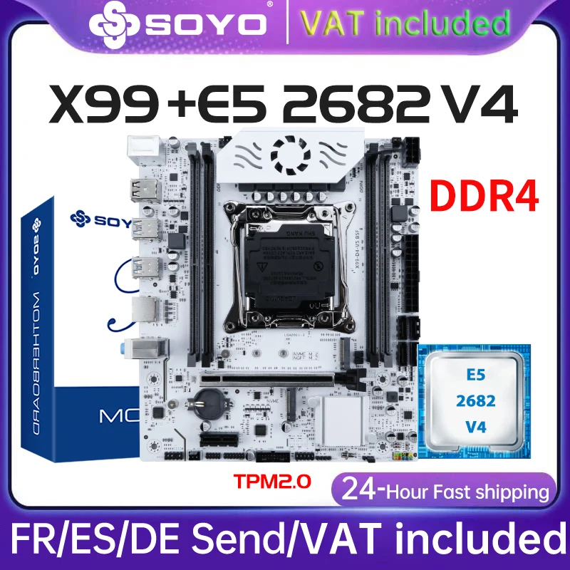 X99 Gaming Motherboard E5 2682 V4 CPU DDR4 Set SOYO Intel PC Gamer Xeon Computerkomponenten Mainboard TPM2.0 LGA2011 PCIE3.0x16