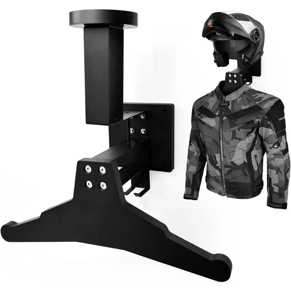 Support mural pour casque, étagère pour équipement de moto avec crochets pour gants et veste, support robuste pour équipement de moto, support pour casque de vélo peu encombrant.