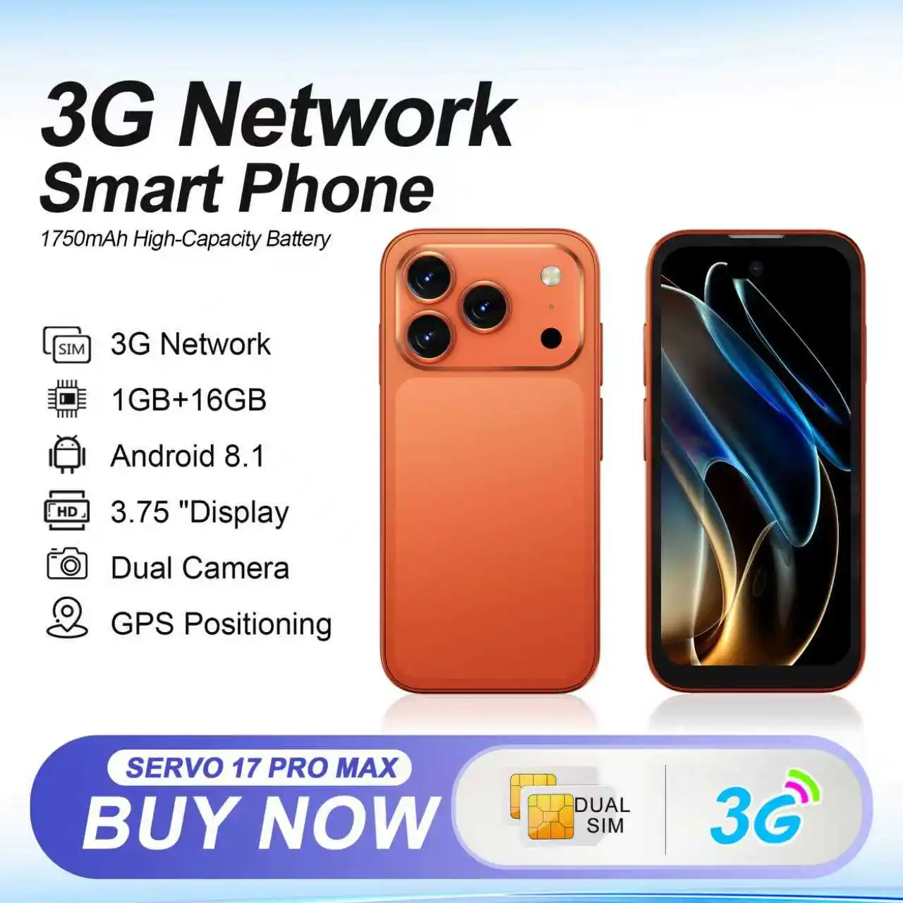 SERVO Mini Pocket Android Smart Phone 3G WCDMA Dual SIM Card 16GB ROM Play Store Facebook WiFi MP4 Player 3.75