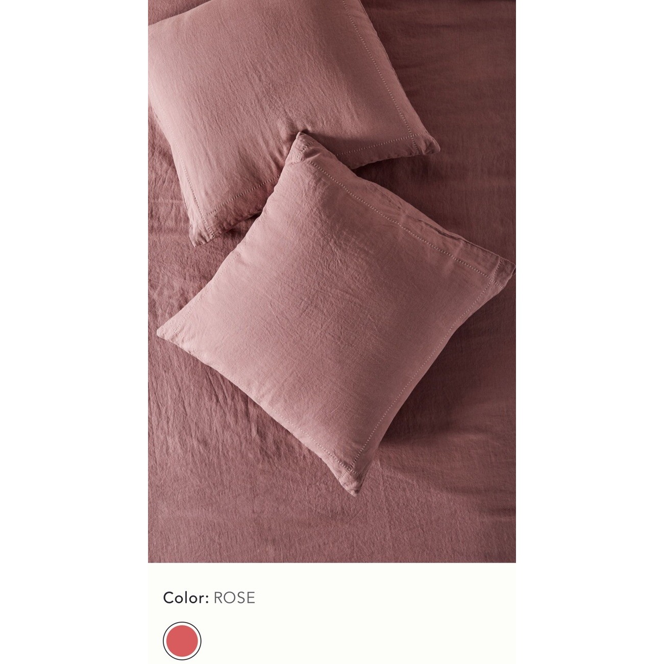 Anthropologie Bedding | Anthropologie Stitched Linen Euro Pillow Sham 26" 100% Linen Bedding 1 Rose | Color: Pink | Size: Os