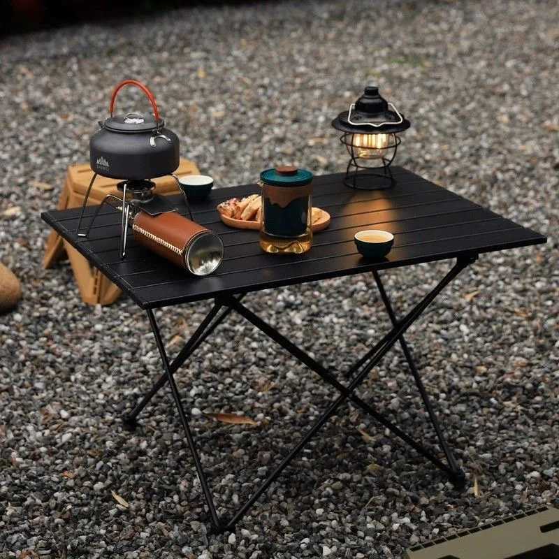 Tragbarer, zusammenklappbarer Campingtisch, leichter Rolltisch aus Aluminiumlegierung für Picknick, Grillen und Wandern im Freien