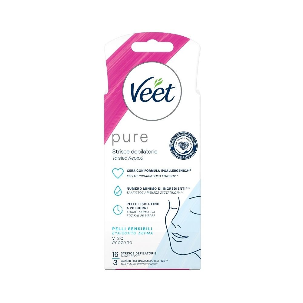 Veet Pure Strisce Depilatorie Viso 1 pz