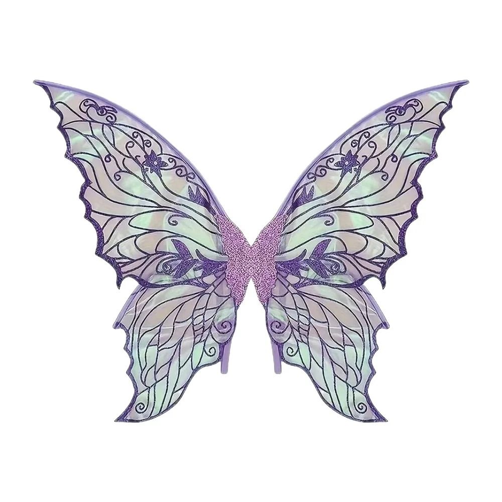 Sparkling Organza Fairy Wings Iridescent Butterfly Costume Props Dress Up Accessory For Parties purple