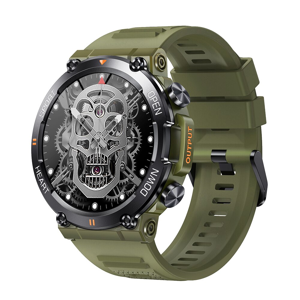 Bluetooth Call Smart Watch Men Fitness Tracker With Heart Monitor armygreen