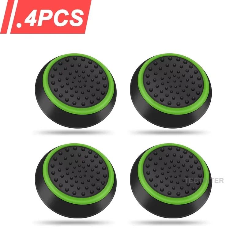 4PCS Silicone Thumb Grips For PS4 Xbox And Steam Deck Controllers black green