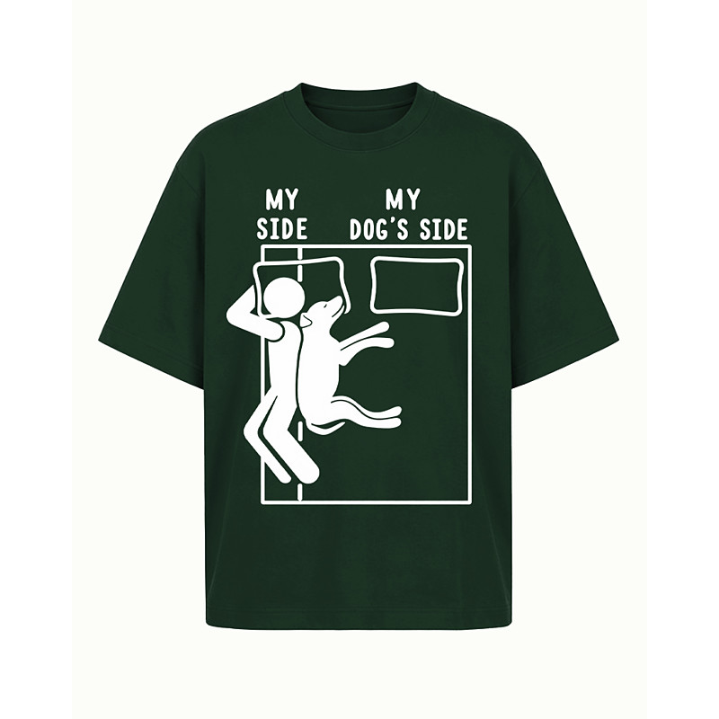 My Side My Dog's Side - Sleeping Dog Print Casual Cotton Crew Neck Short Sleeve T-Shirt