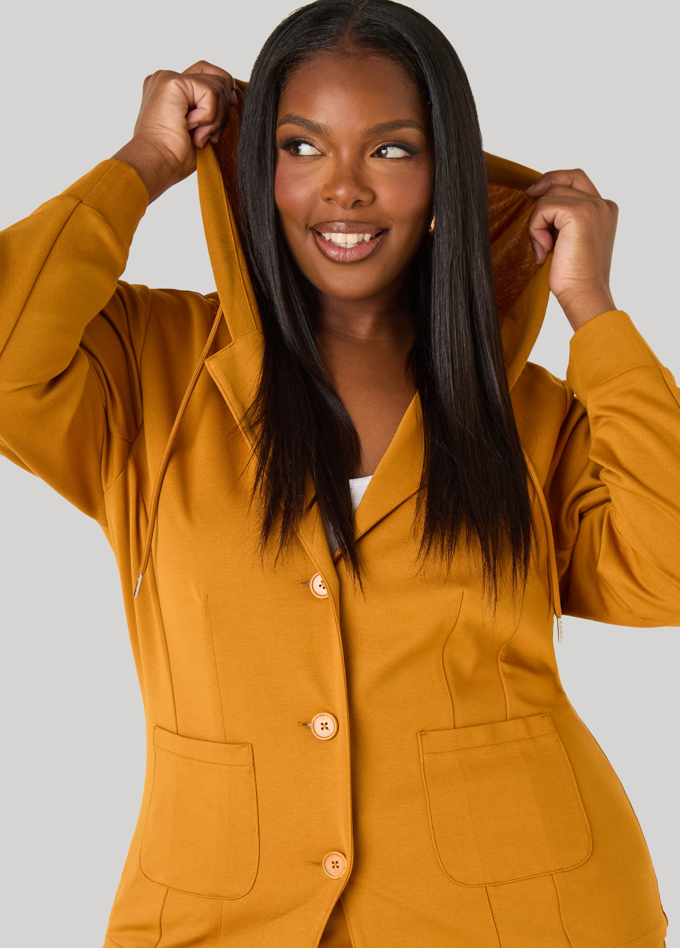 Plus Size Hooded Ponte Jacket - Ashley Stewart
