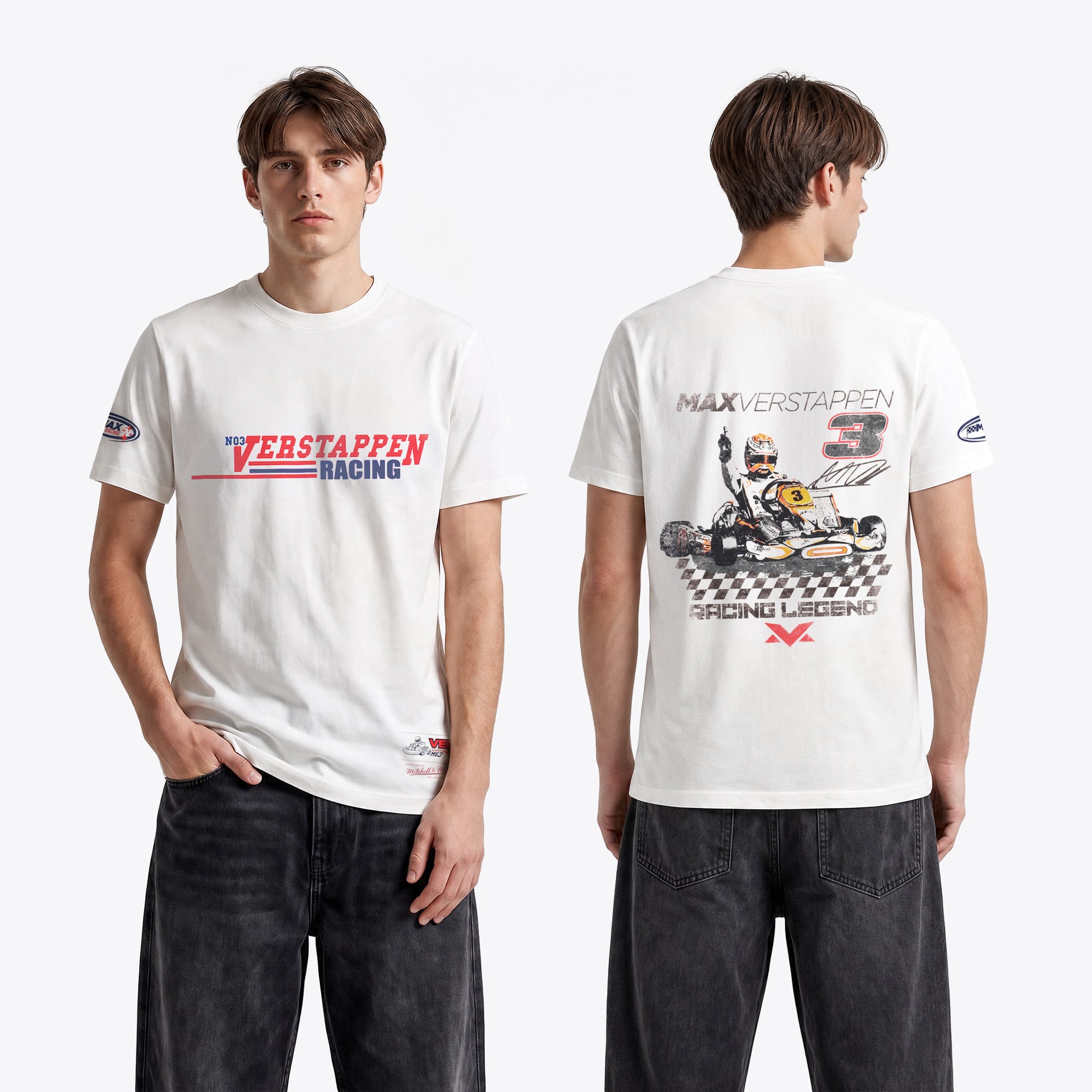 Max Verstappen x Mitchell & Ness Karting T-Shirt – Off-White – Unisex - F1 Store DE