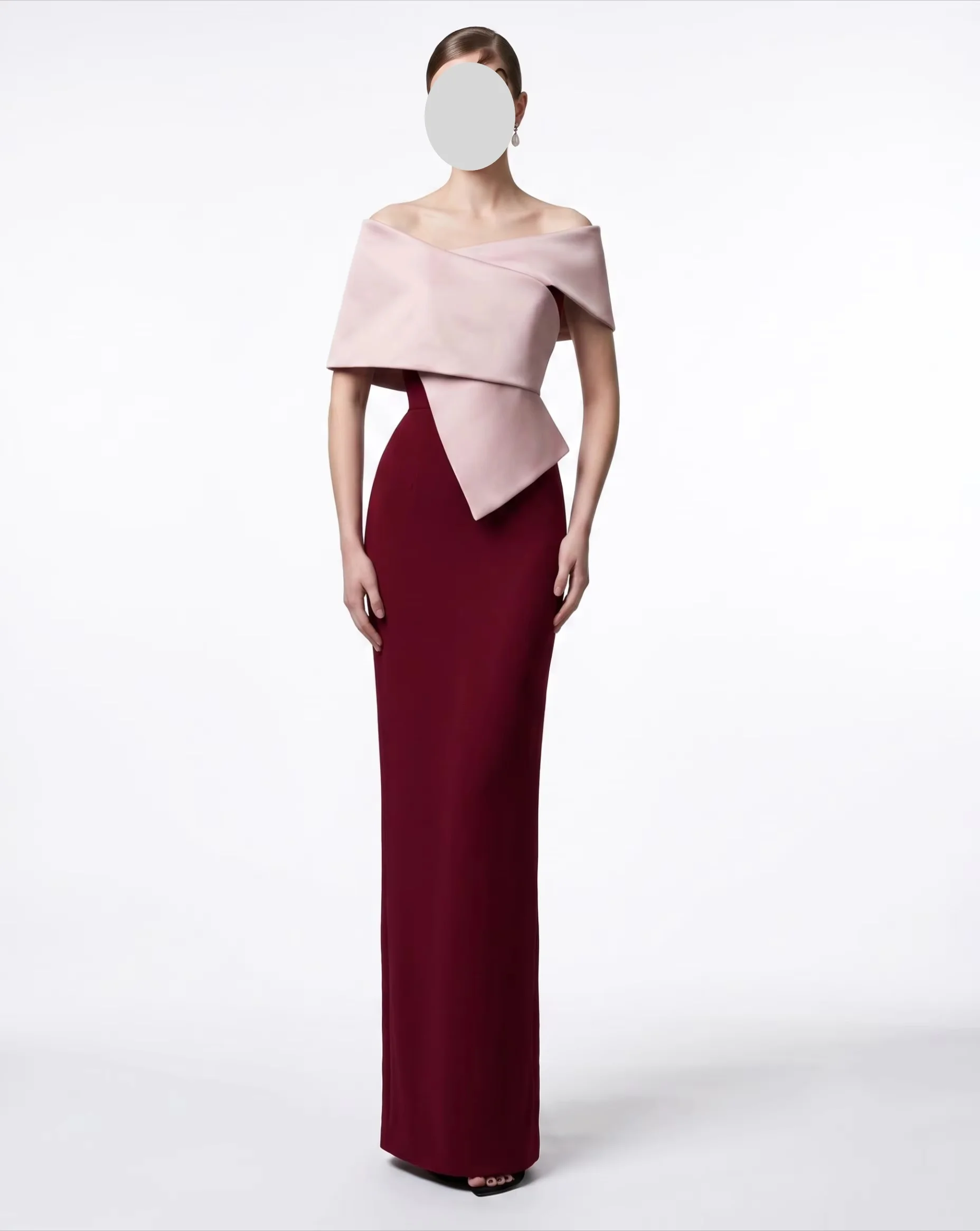 QR Off The Shoulder Sheath Pleated Sharon Saudi Customized Luxurious For Women Evening Dresses Floor Length Gown Prom Dresses