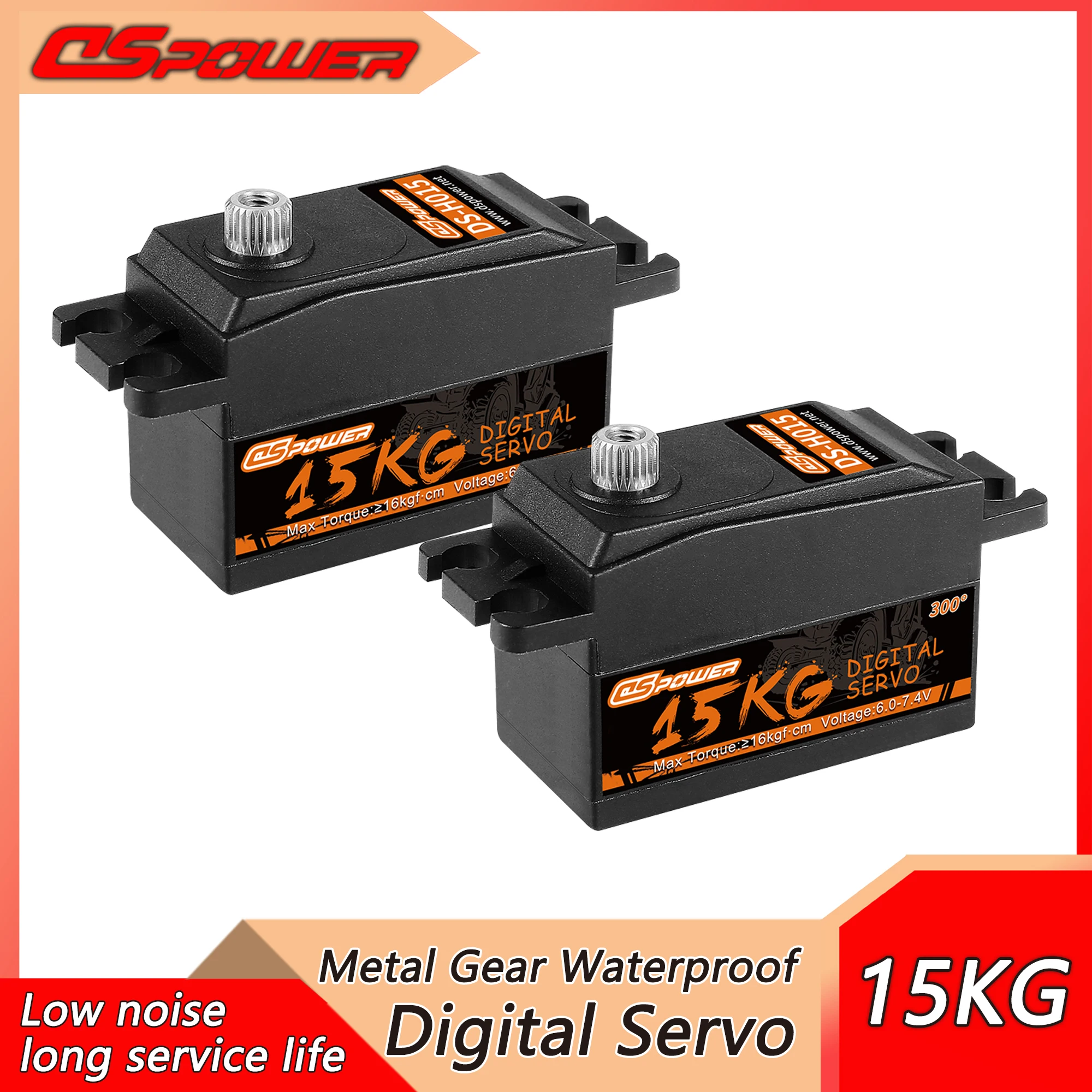 DSpower 15KG Metal Gear Micro Servo Low Profile Waterproof Digital Servomotor for RC Car Boat Airplane Drone Robot Model Wltoys