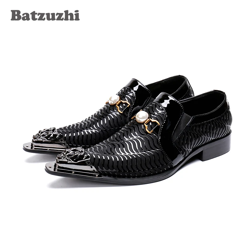 Batzuzhi Marken-Herrenschuhe, spitze Business-Lederschuhe, schwarze formelle Herrenschuhe, Herrenschuhe, Zapatos de Hombre