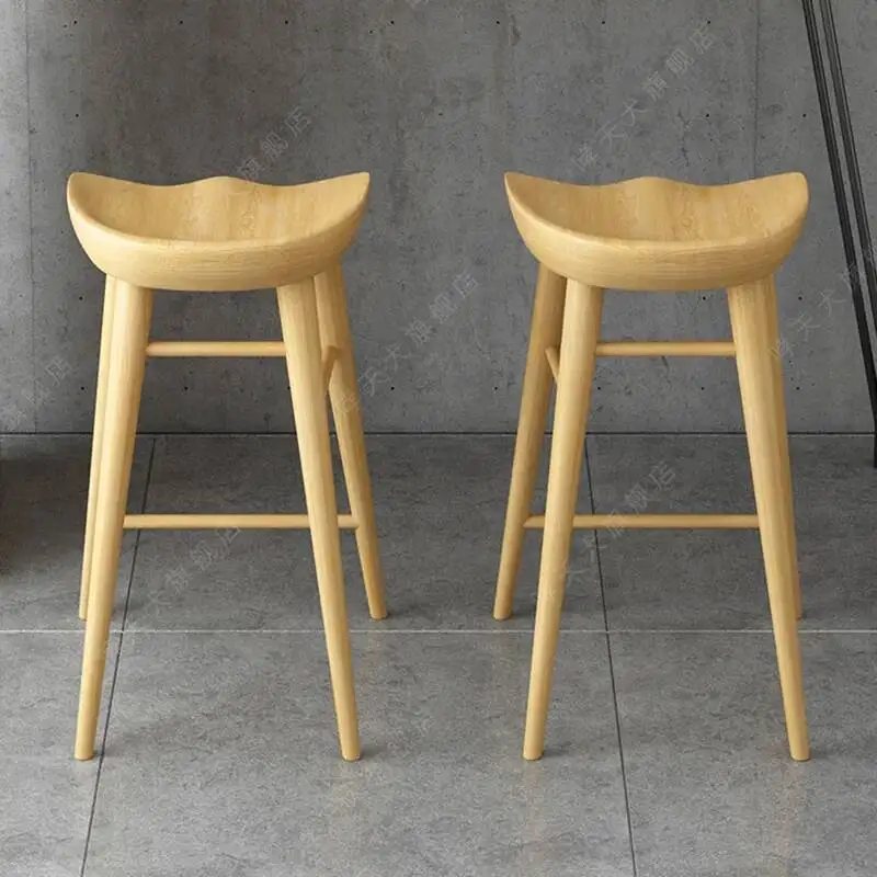 Terrassen-Holz-Barhocker, wasserdicht, minimalistischer Barhocker, Empfangstresen, nordisch, modern, Küche, Cadeiras, Haushaltsartikel