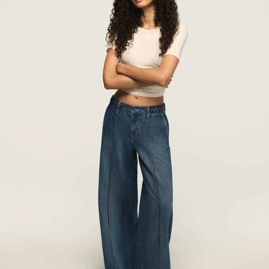 Lucky Brand Braided Wide Leg - Women's Pants Denim Wide Leg Jeans in Tidying Up Wash, Size 29 x 31