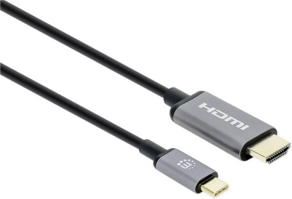 Manhattan USB-Kabel HDMI 2.0 HDMI-A Stecker, USB-C® Stecker 2.00m Schwarz 153607