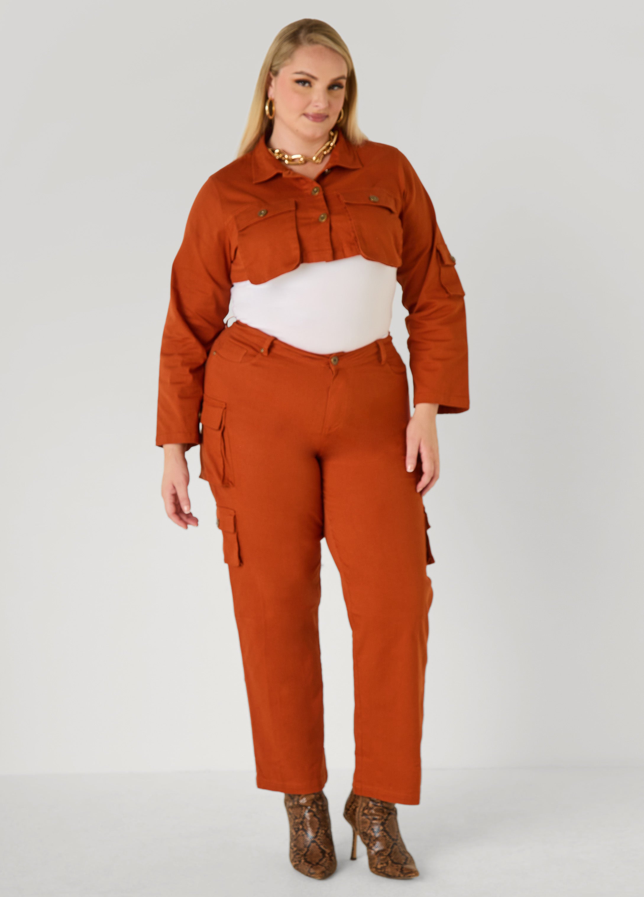 Plus Size Straight Leg Cargo Jeans