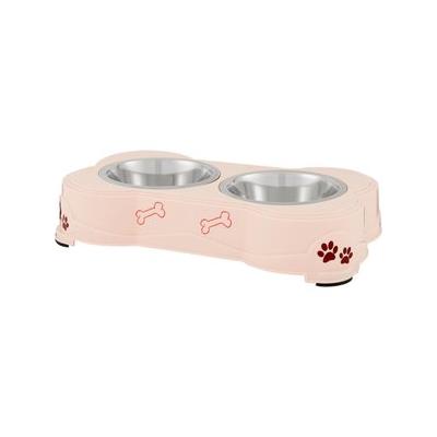 Loving Pets Dolce Double Diner Non-Skid Elevated Dog & Cat Bowls, Pink, 2.75-cup