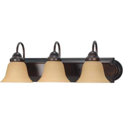 Nuvo Lighting 61265 - 3 Light Mahogany Bronze Champagne Washed Linen Glass Shades Vanity Light Fixture (60-1265)