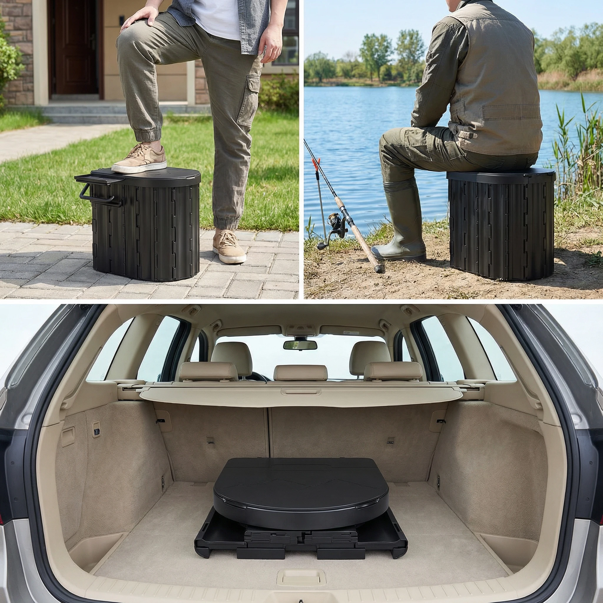 Eimer-Toilettensitz Tragbare Falt-Toilette mit Deckel Notfall-Toilette Auto-Falttoiletten Camping-Toilette