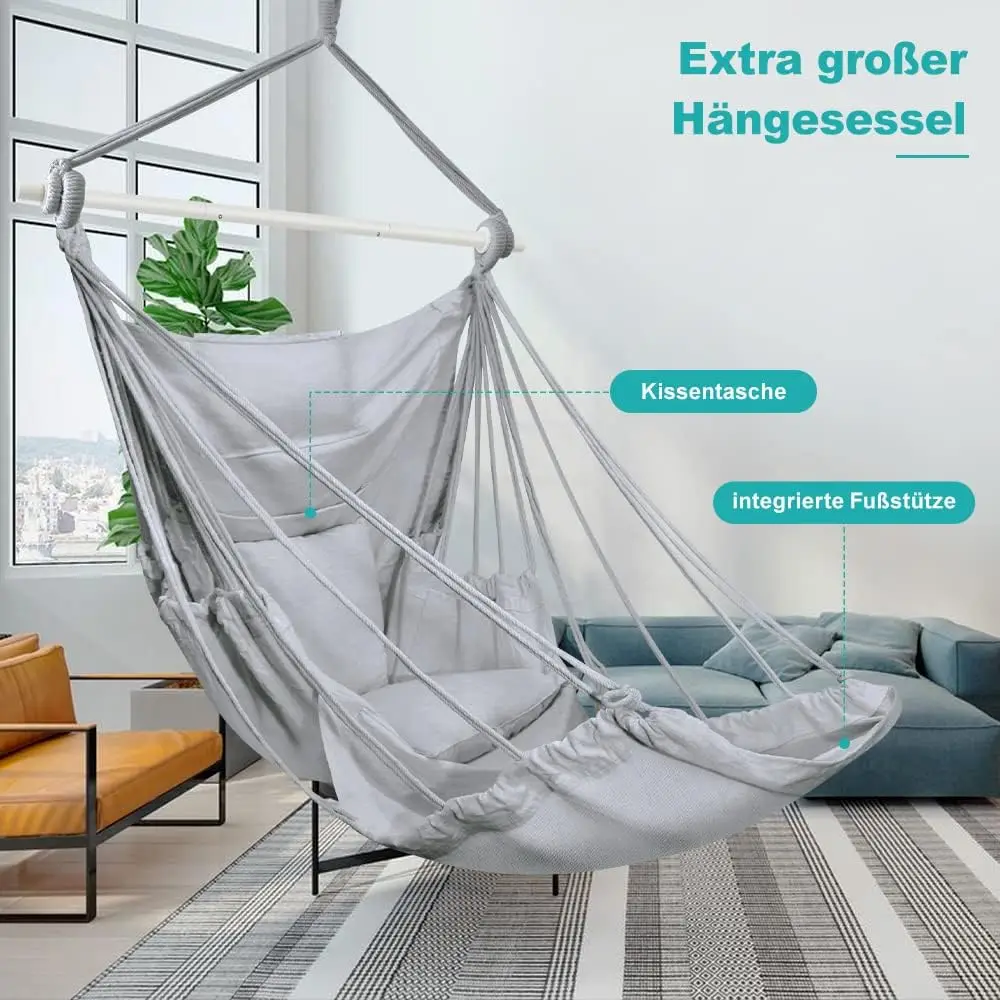 Hängesessel aus Segeltuch für Balkon, Schlafzimmer, drinnen und draußen, tragbarer Hängemattensitz, weicher Relax-Schaukelstuhl, Freizeitmöbel für Zuhause
