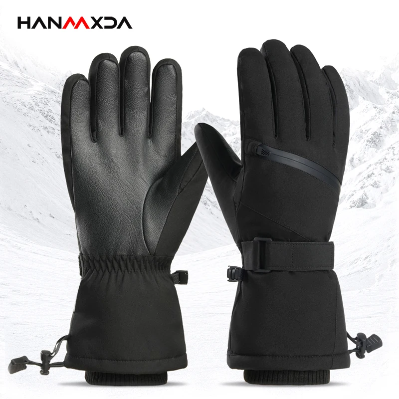 Gants de ski d'hiver HANMAXDA pour hommes et femmes, imperméables, coupe-vent, gants de snowboard, compatibles avec les écrans tactiles, antidérapants, chauds, thermiques, pour sports de plein air.