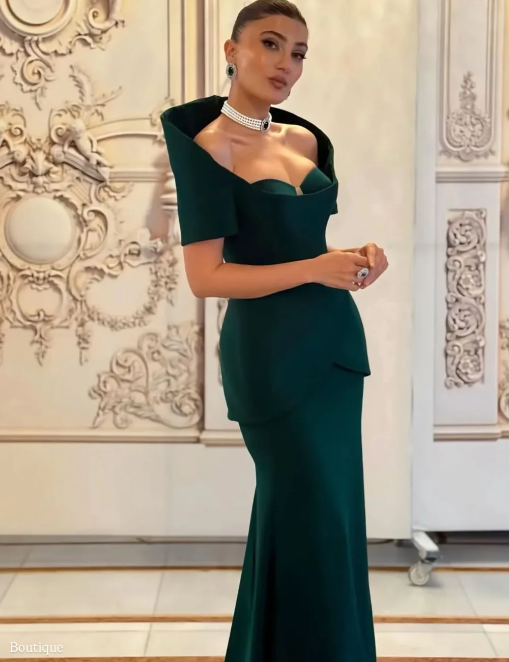 Customized Elegant Jersey Pleat Mermaid Off-the-shoulder Long Evening Dresses Luxury 2026 Chinese Style