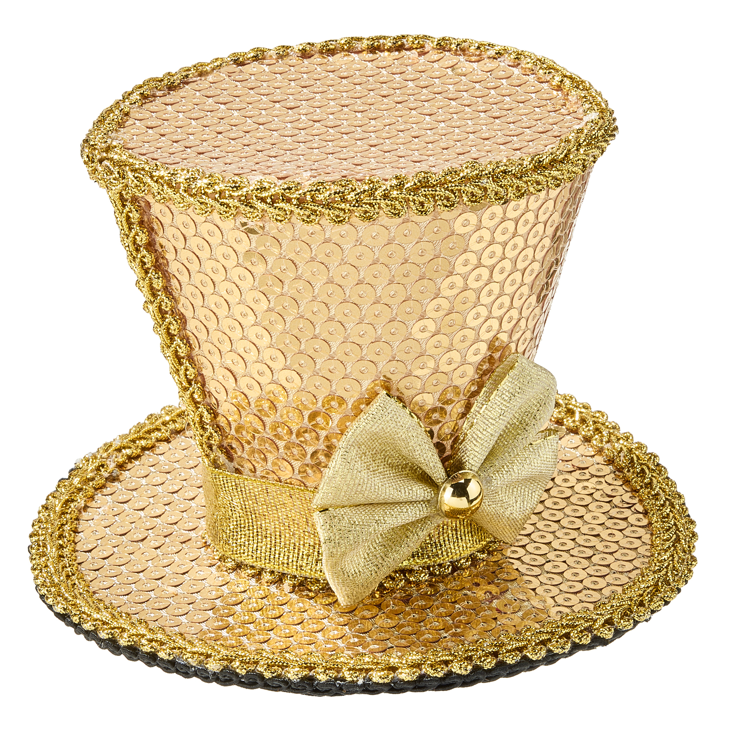 Mini-chapeau haut-de-forme "paillettes", doré