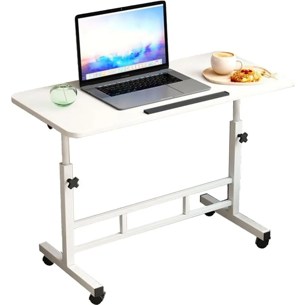 Stehschreibtisch, höhenverstellbar, mobiler Stehpult mit Rollen, tragbarer Bett-Laptop-Tisch, kleiner Computertisch, Rolltisch für Sofa, Schlafzimmer, Home-Office