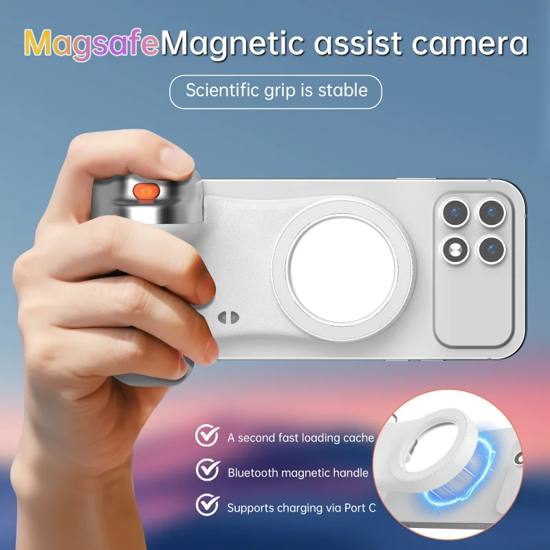 Magnetic Smartphone Handle With Lights Reflective Mirror Newest 3 In 1 Magnetic Bluetooth Recharger Magnetic Smartphone Camera
