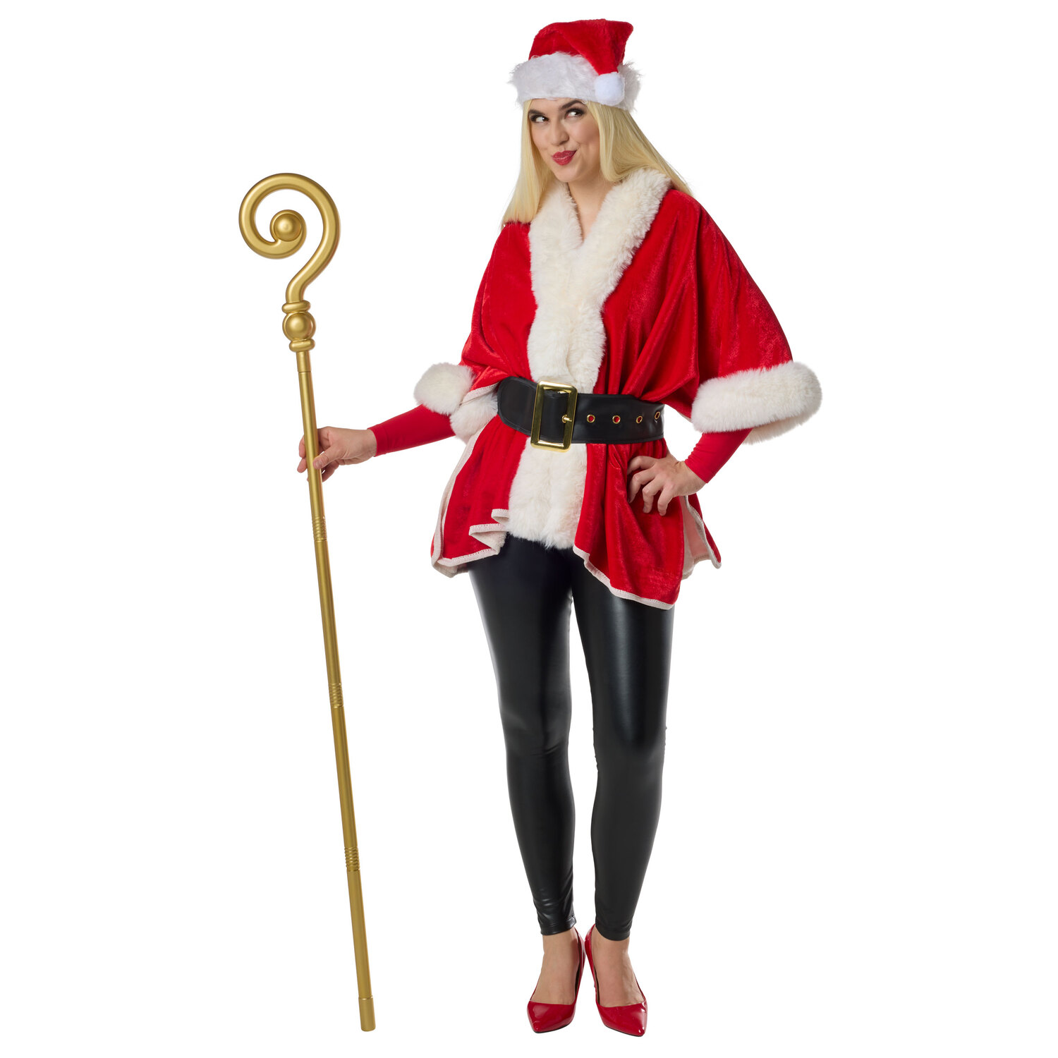 Poncho "Noël", blanc/rouge
