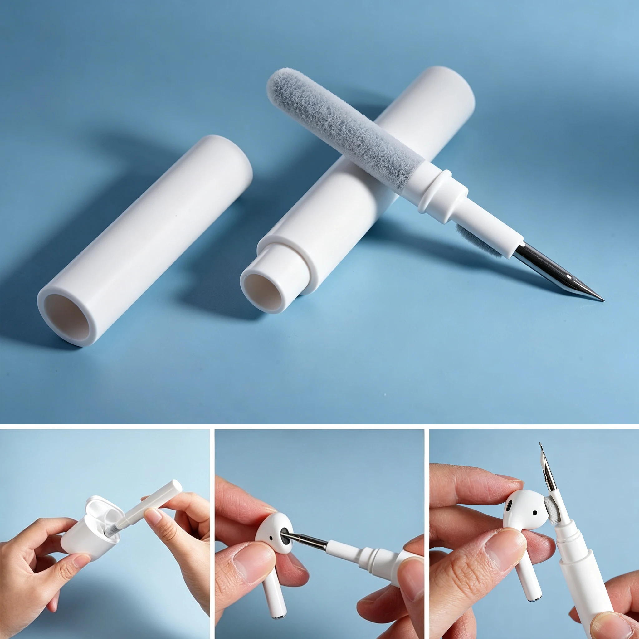 Portable 3IN1 Cleaning Pen Earphone Mobile Phone Tablet Dust Dirt Clean Tool For iPhone Xiaomi HUAWEI Samsung Headphones Cleaner