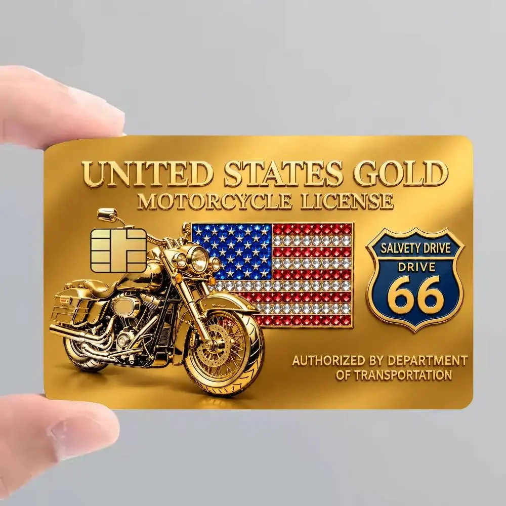 Autocollants décoratifs pour moto, carte de crédit, carte bancaire, carte de transport en commun (bus, métro), motif drapeau américain doré, imperméables.