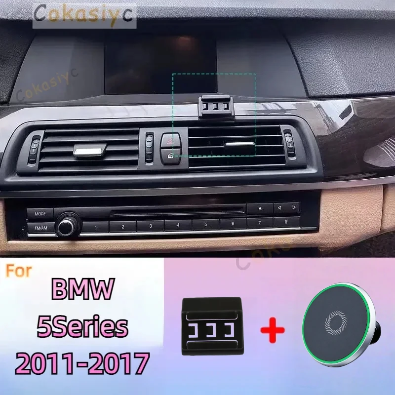 For BMW 525i 530i 540i F10 F11 2011-2017 Magnetic Phone Holder 15W Wireless Charging Phone Stand Phone Support Custom