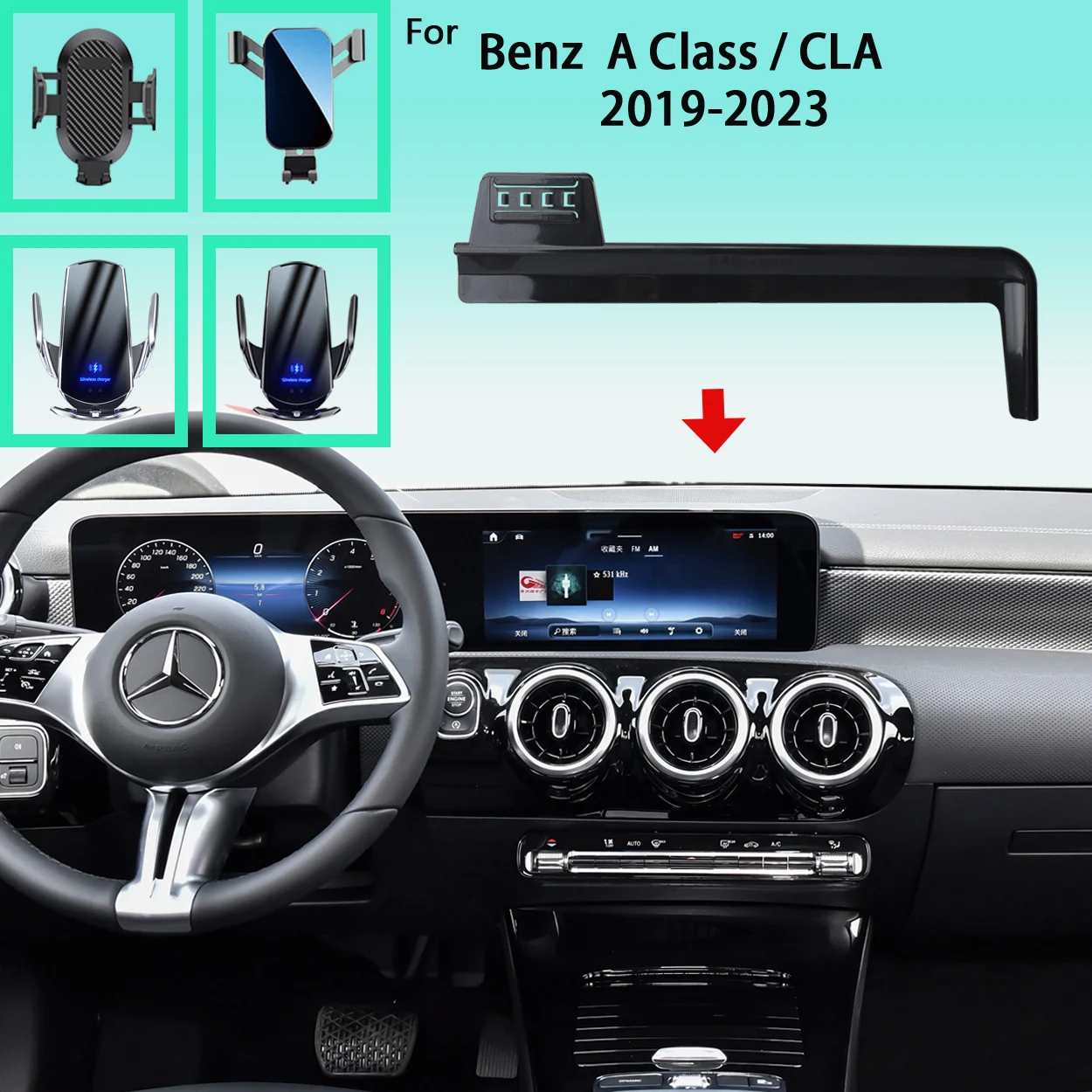 Auto Telefon Halter Für Benz EINE Klasse W177 CLA C118 2019 2020-2023 Bildschirm Handy Unterstützung Auto drahtlose Lade Zubehör