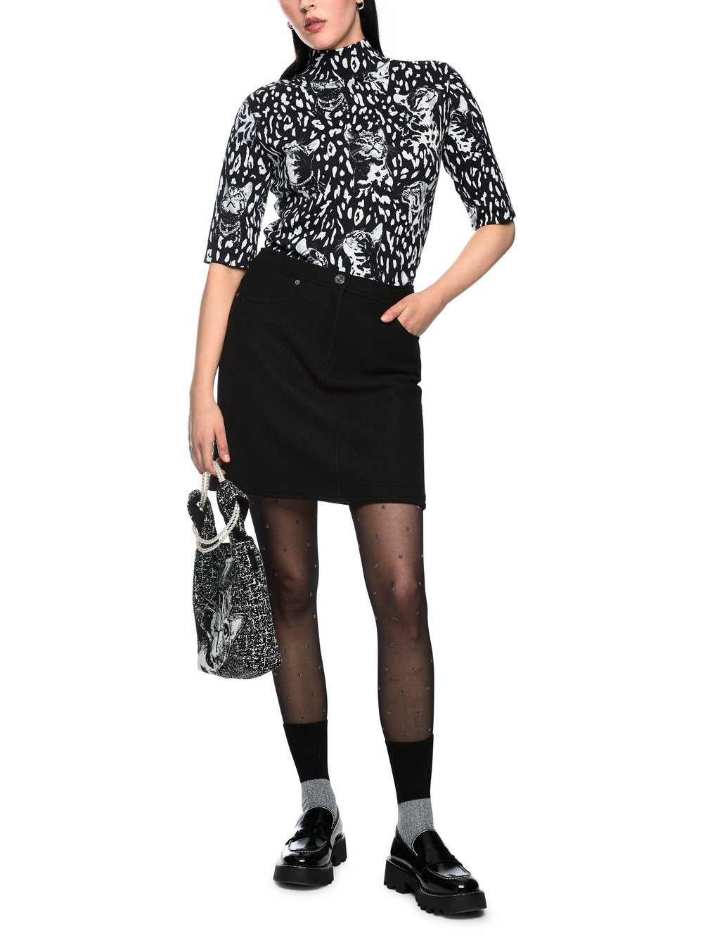 Marc Cain Minirock aus Schurwolle Damen schwarz, 44