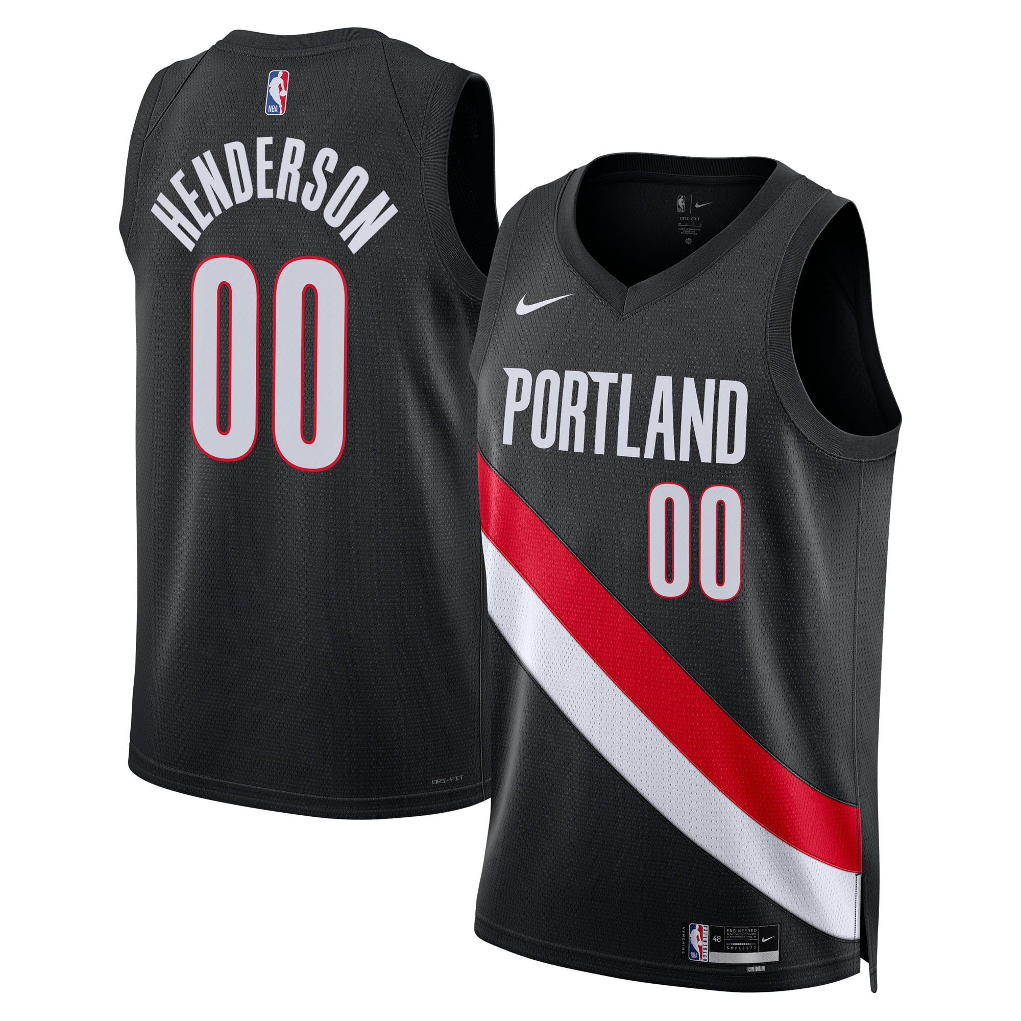 Maillot Nike Icon Edition Swingman des Portland Trail Blazers - Noir - Scoot Henderson - Unisexe - unisexe Taille: M