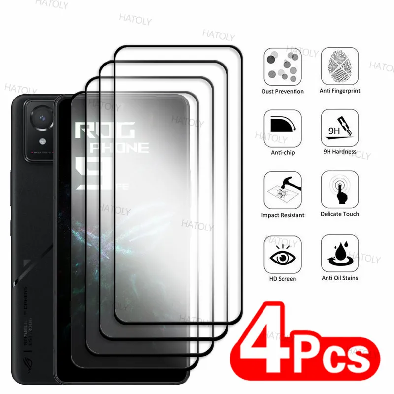 2/4PCS Gehärtetem Glas Für Asus ROG Telefon 9 FE Screen Protector Asus ROG Telefon 9 FE Volle Kleber Abdeckung Glas Für Asus ROG Telefon 9 FE