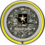 Trademark Global U.S Army 14.5" Digital Double Ring Neon Wall Clock Metal in Gray | 14 H x 14 W x 3 D in | Wayfair ARMY1400-CAMO
