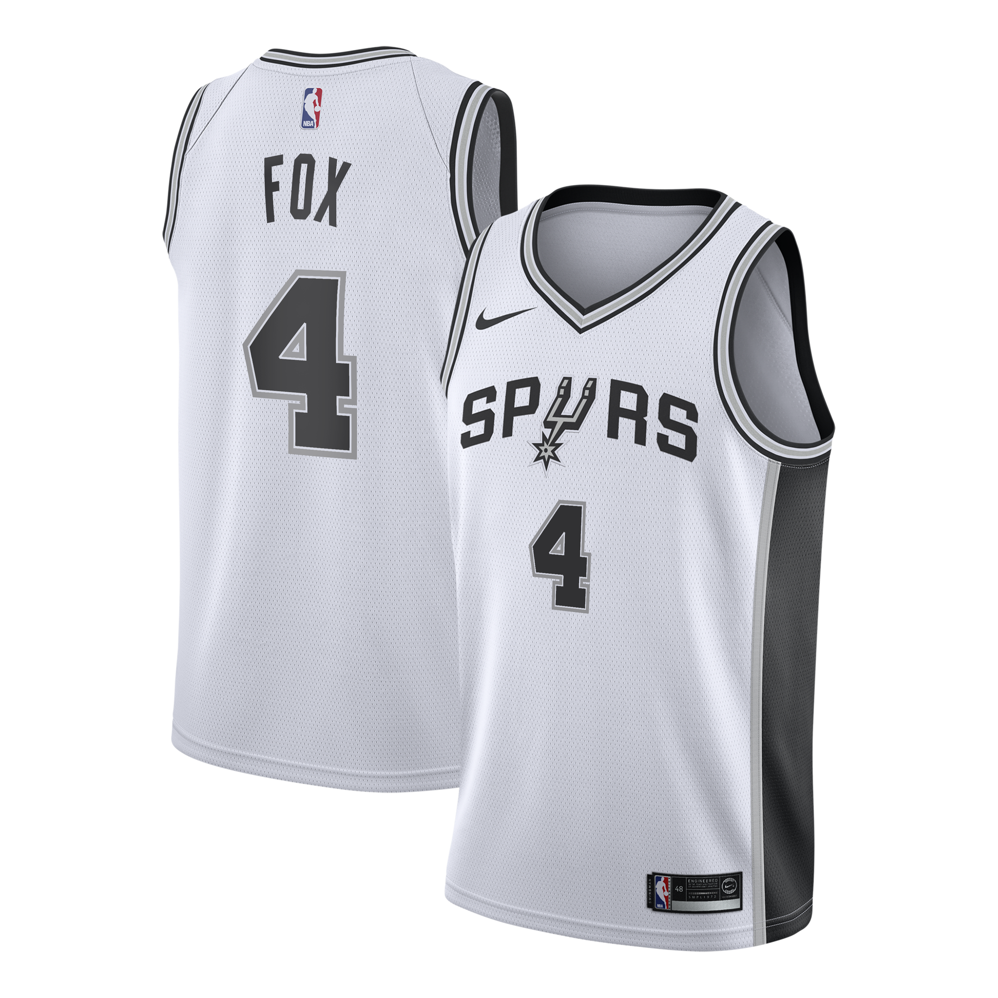 Maillot Swingman Nike Association Edition des San Antonio Spurs – Blanc – De'Aaron Fox – Jeune - unisexe Taille: L (14/16)