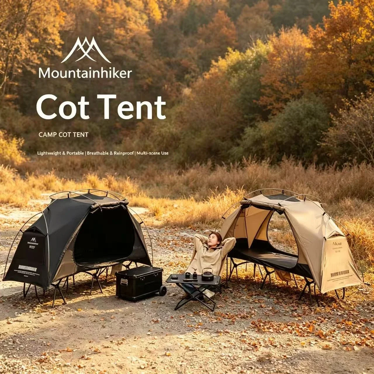 Mountainhiker Einpersonen-Campingliege-Zelt Faltbares Schlafbett-Zelt Wasserdicht Winddicht Tragbarer Outdoor-Sonnenschutz Bettzelt